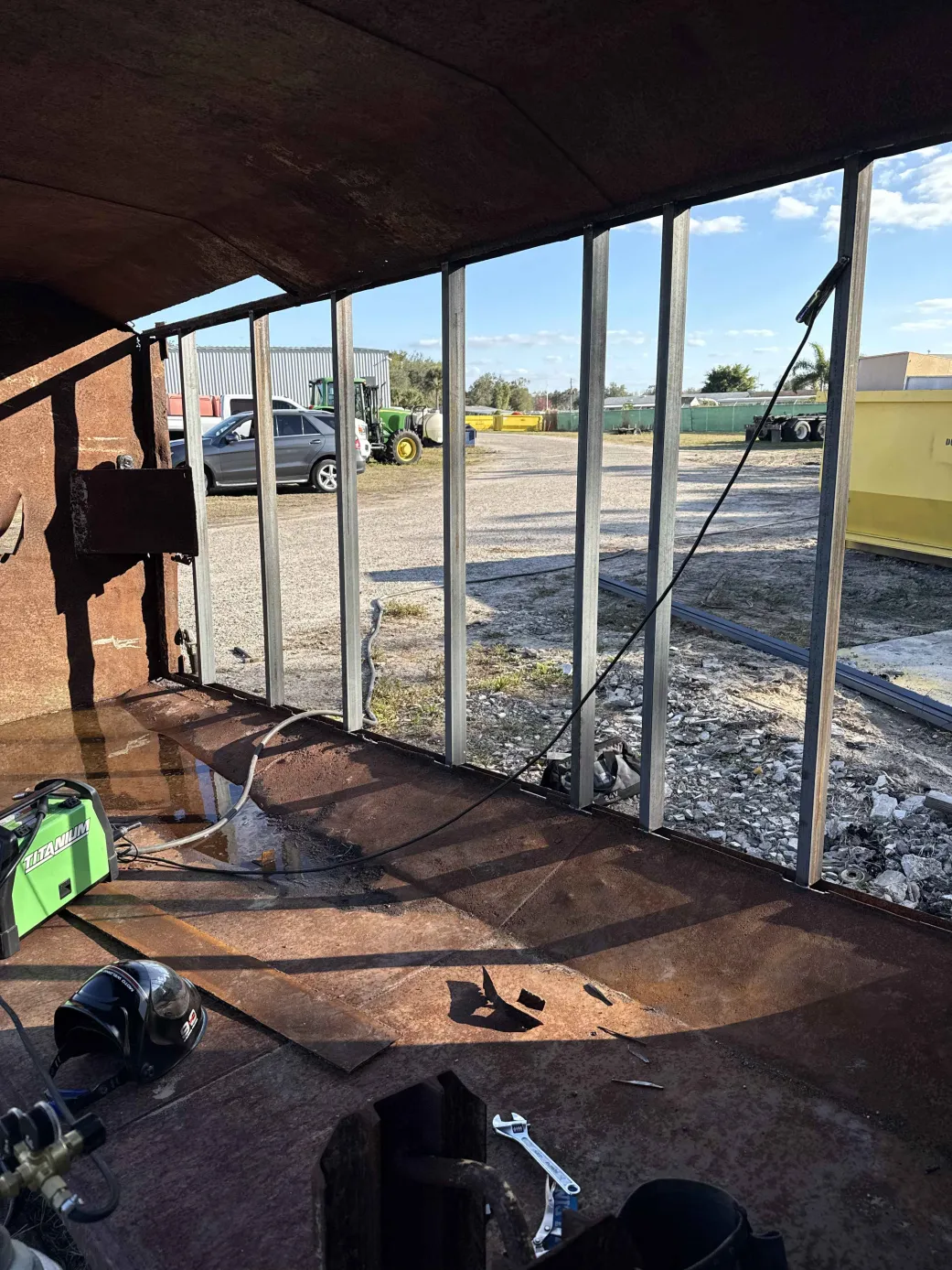 Container interior structural reinforcement welding - on site welding service